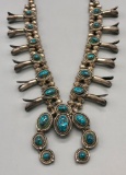 Vintage Lone Mountain Turquoise Squash Blossom Necklace