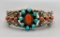 Vintage Sterling Silver Coral & Turquoise Bracelet