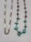 Vintage Sterling Silver Necklace and Vintage Turquoise, Coral, & Heishi Necklace