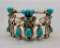 Turquoise & Sterling Silver Kachina Themed Bracelet