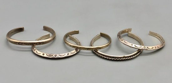 Group of Five Vintage Sterling Silver Bracelets
