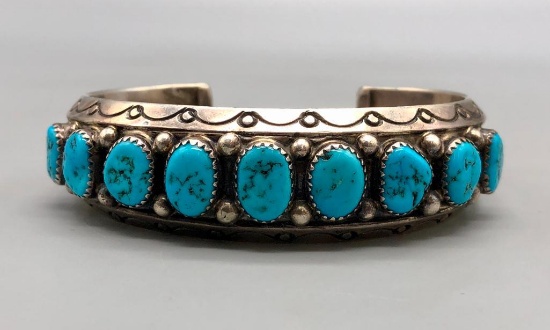 Hefty Nine Stone Turquoise Bracelet