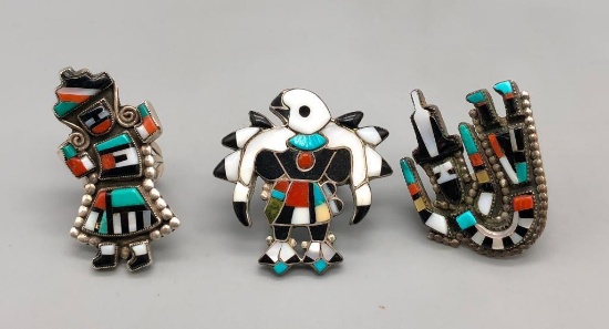 Three Vintage Zuni Rings