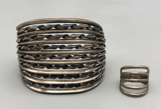 Vintage Sterling Silver Bracelet and Ring