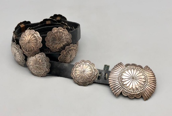 Sterling Silver Navajo Concho Belt