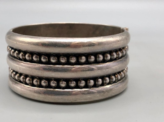 Sterling Silver Hinged Bracelet - Taxco