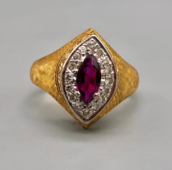 18K Gold, Diamond, & Ruby Ring