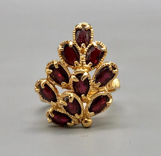 14K Yellow Gold & Garnet Ring