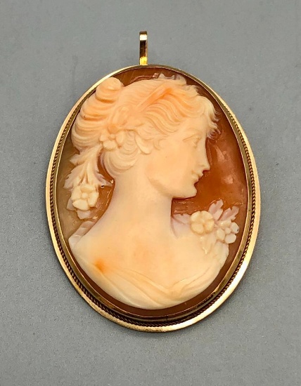 14K Yellow Gold Cameo Pin/Pendant