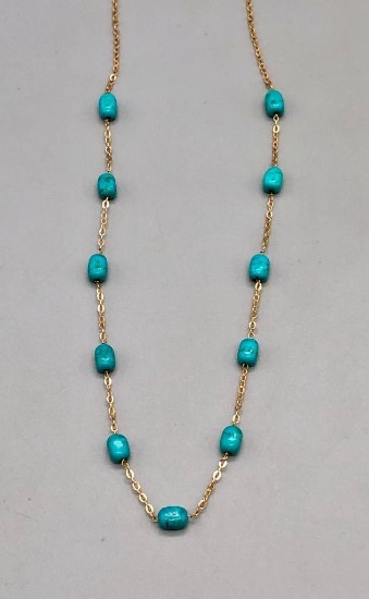 14K Yellow Gold & Turquoise Necklace