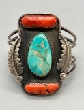 Vintage Turquoise & Coral Bracelet