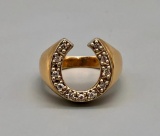 14K Yellow Gold & Diamond Horseshoe Ring