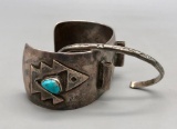 Vintage Turquoise Watch Cuff & Sterling Silver Bracelet