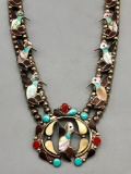 Vintage Zuni Hummingbird Inlay Necklace