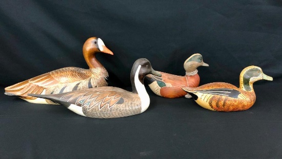 Group of Four Hand Carved Ducks