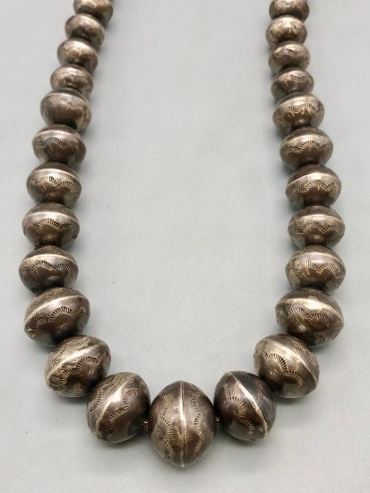 Stamped Sterling Silver Bead Necklace by Jeffrey Castillo