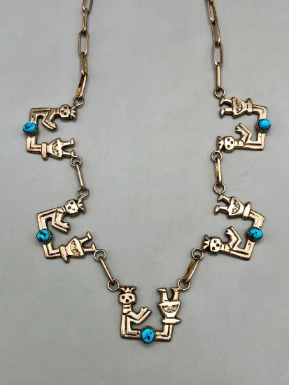 Sterling Silver and Turquoise Rainbow Man Necklace