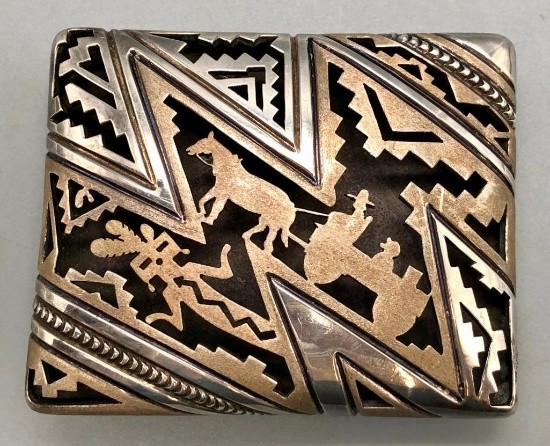 Unique Shadowbox Sterling Silver Buckle by Peter Nelson