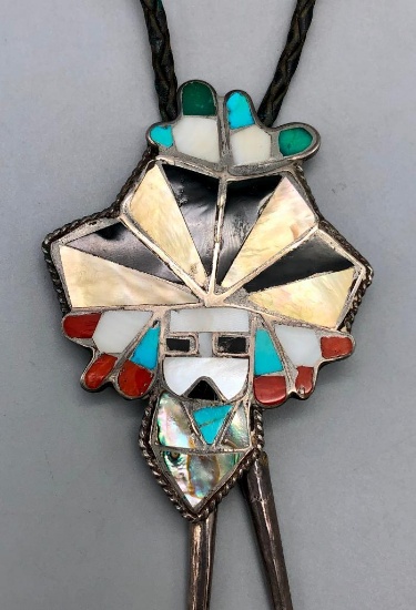 1950s- 1960s Era Multi-Stone Inlay Bolo Tie