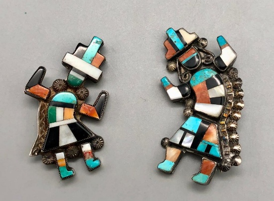 Two Vintage Rainbow Man Inlay Pins