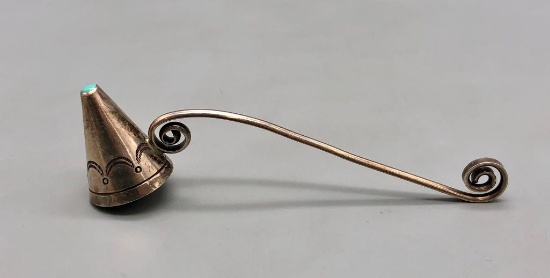 Fred Harvey Era Turquoise and Sterling Silver Candle Snuffer