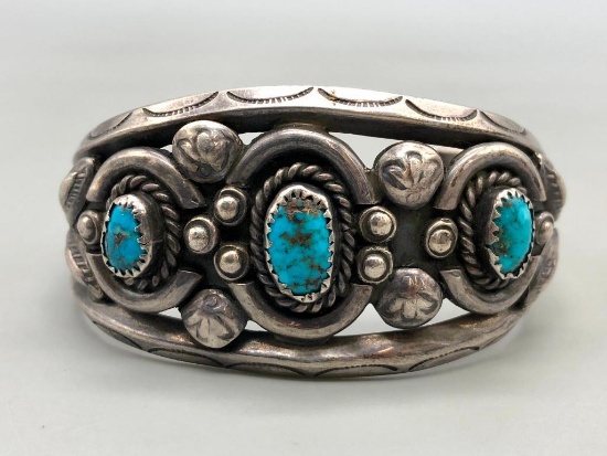 Vintage Three Stone Sterling Silver Bracelet by Mary S. Lew