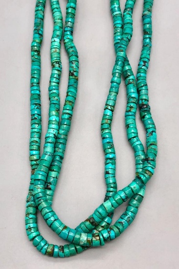 Three Strand Pueblo Wrap Turquoise Necklace