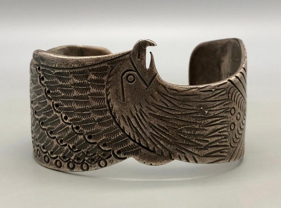 Hefty Ingot Eagle Themed Sterling Silver Bracelet