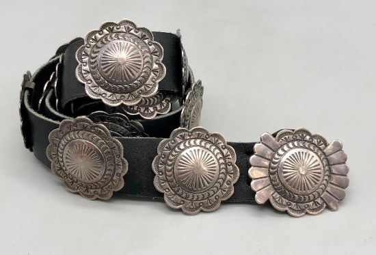 Vintage Sterling Silver Concho Belt