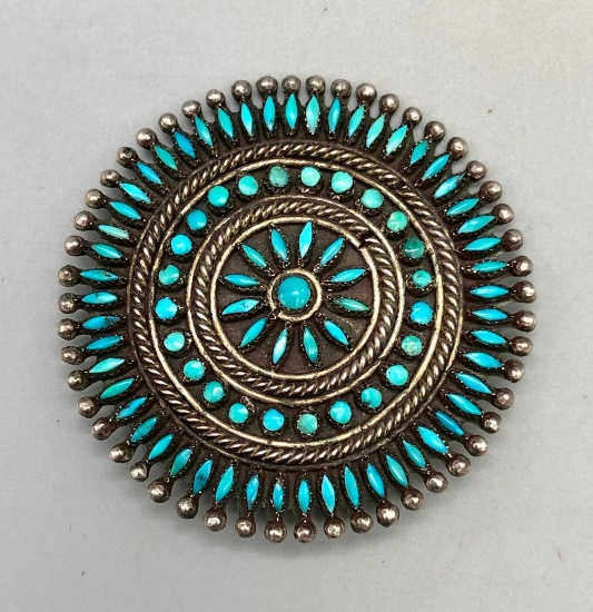Vintage Turquoise Cluster Pin