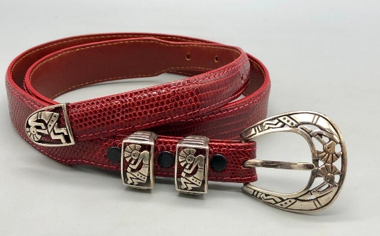 Four Piece Ranger Buckle Set with Lizard Belt