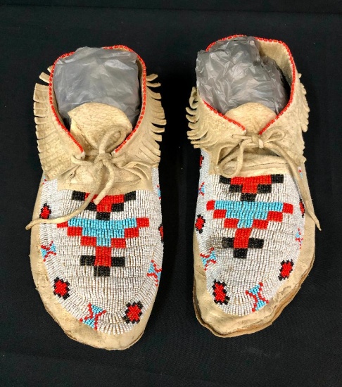 Vintage Plains Beaded Moccasins