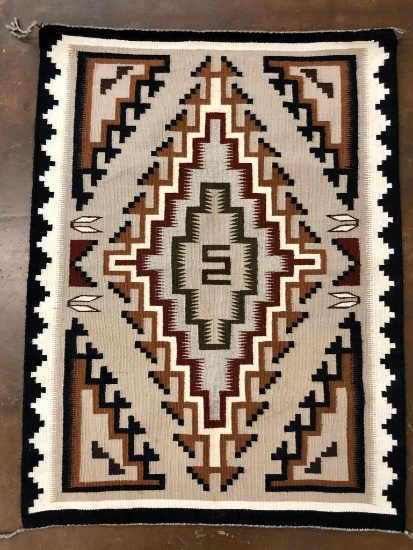 Vintage Two Grey Hills Navajo Textile