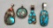 4 Turquoise and Sterling Silver Pendants