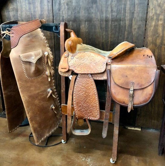 Vintage Saddle, Chaps, & Saddle Bags