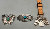 Three Fred Harvey Era Pins and Watch Fob