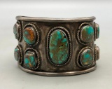 Nine Stone Turquoise and Sterling Silver Bracelet