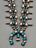 Turquoise & Sterling Silver Squash Blossom Necklace