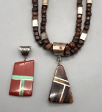 2 Santo Domingo Style Inlay Pendants and Necklace