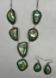 Nice Green Turquoise Necklace Set by Pauline Claw