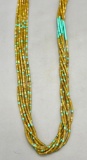 Seven Strand Serpentine and Turquoise Necklace