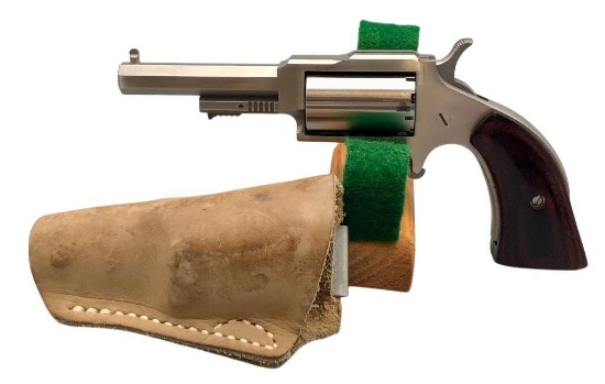 North American Arms .22 Magnum Revolver With A Leather Holster