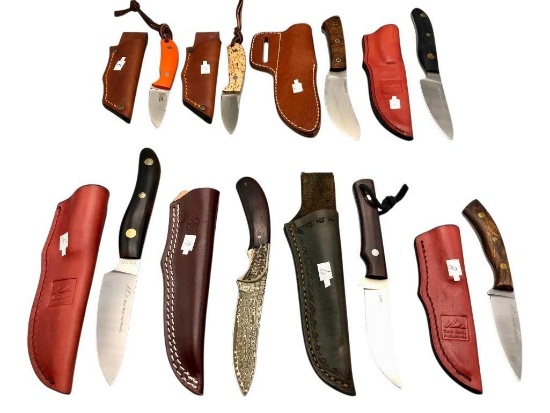 Group Of Eight Nice Hunting Knives With Sheaths