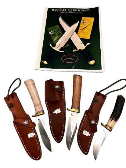 Group Of Three Randall Knives with Catalog
