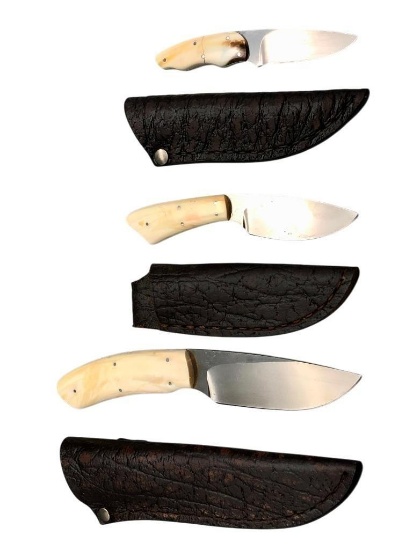 Group Of Three Arno Bernard Handmade Knives With Sheaths
