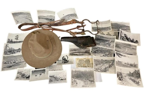 World War One Era Troopers Hat, U.S. Holster and Cavalry Photos