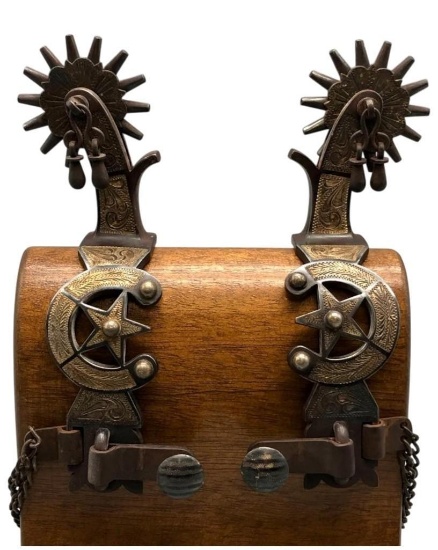 Star And Horseshoe Themed Spurs Marked M.W. Adams