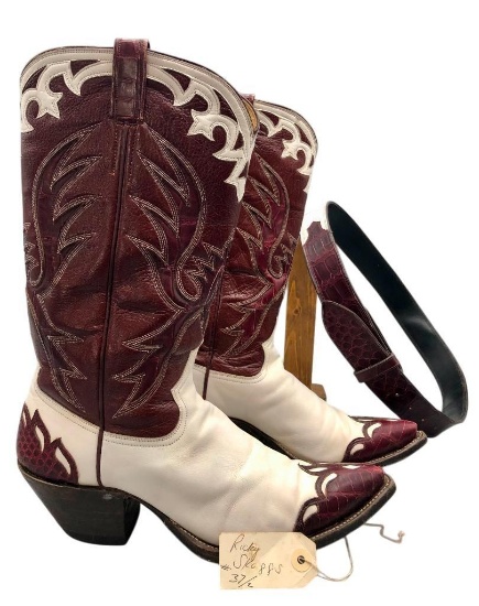Pair Of Exotic Boots And Matching Belt Possibly Worn By Ricky Skaggs