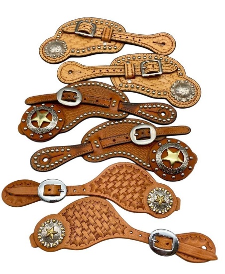 Three Pair Nice Spur Straps With Conchos