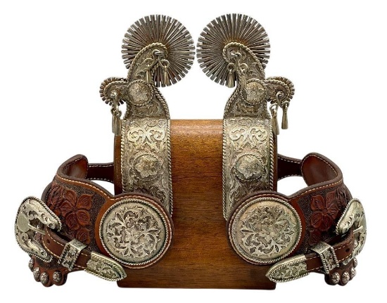 Extra Fancy Tom Mix Style Parade Spurs And Straps
